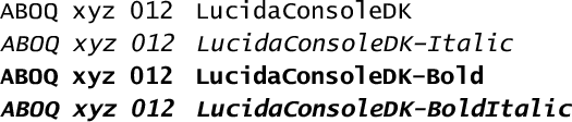 OpenType Lucida Console DK sample